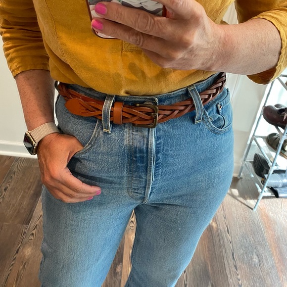 Timberland Accessories - Woven Braided English Tan Genuine Leather Belt Timberland Size Small